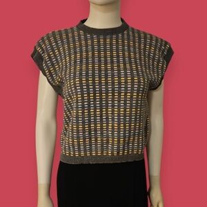 Vtg LITTLE LISA 1980s Pastel Sleeveless Cropped Sweater